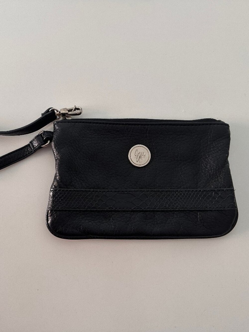 Joy Mangano Leather Black Wristlet